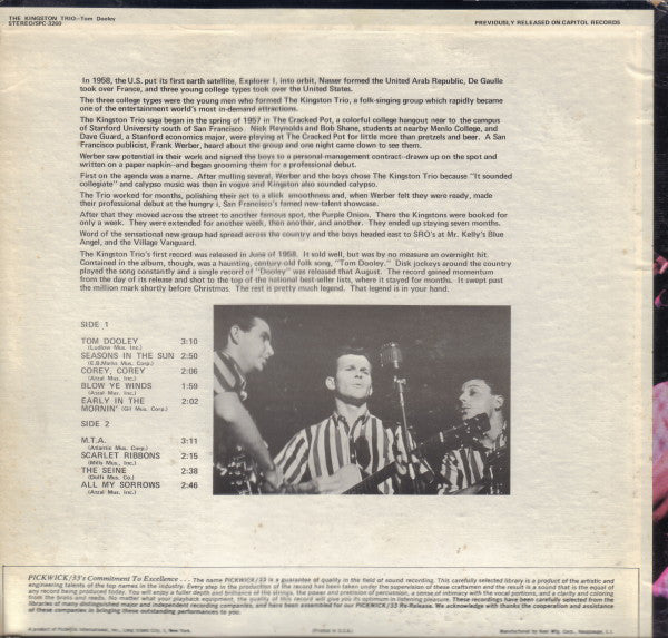 Kingston Trio : Tom Dooley (LP, Comp, RE)
