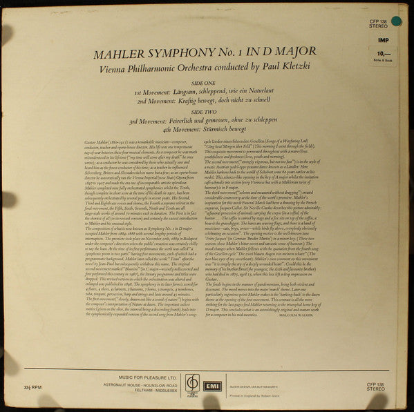 Mahler*, Kletzki*, Vienna Philharmonic Orchestra* : Symphony No.1 (LP, Album)