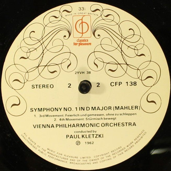 Mahler*, Kletzki*, Vienna Philharmonic Orchestra* : Symphony No.1 (LP, Album)