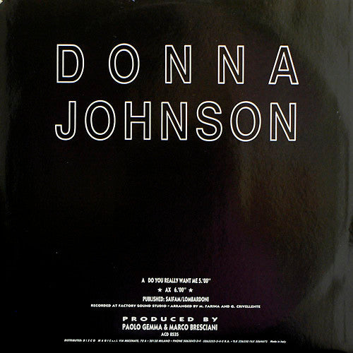 Donna Johnson : Do You Really Want Me (12")