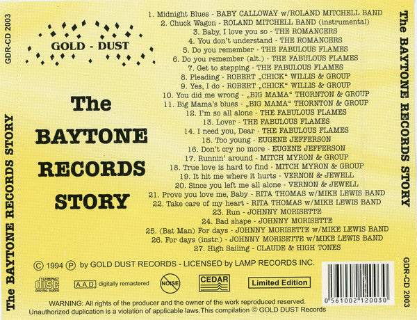 Various : The Baytone Records Story (CD, Comp)