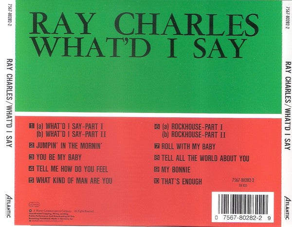 Ray Charles : What'd I Say (CD, Album, Mono, RE)