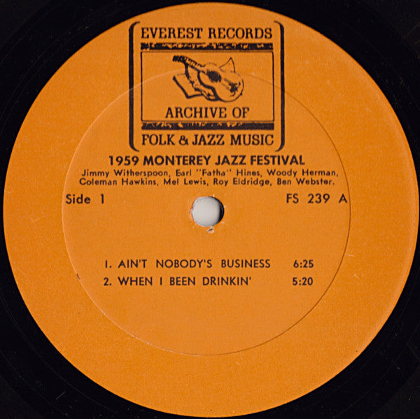 Jimmy Witherspoon, Coleman Hawkins, Earl Hines, Mel Lewis, Woody Herman, Roy Eldridge, Ben Webster : 1959 Monterey Jazz Festival (LP, Album, RE, All)