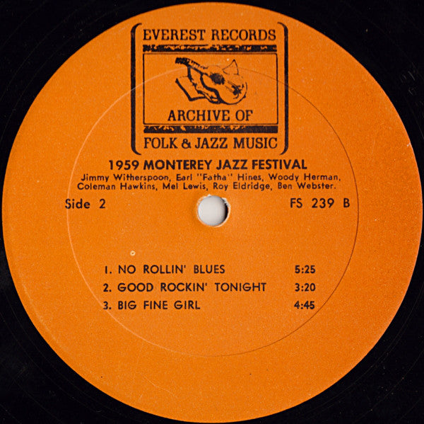 Jimmy Witherspoon, Coleman Hawkins, Earl Hines, Mel Lewis, Woody Herman, Roy Eldridge, Ben Webster : 1959 Monterey Jazz Festival (LP, Album, RE, All)