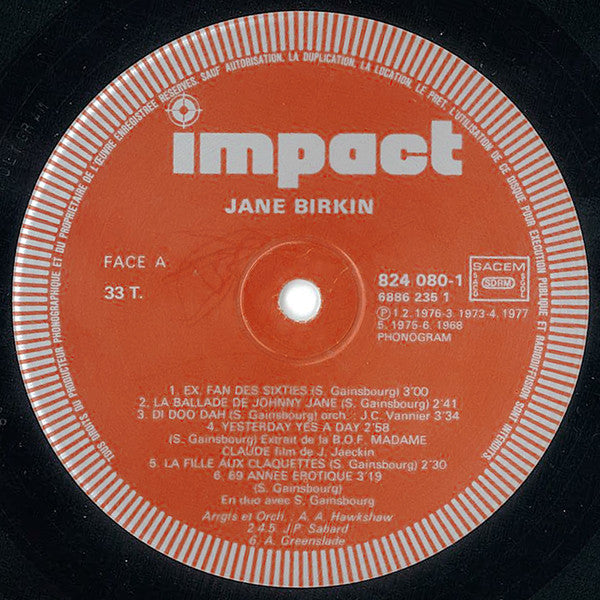 Jane Birkin : Jane Birkin (LP, Comp, RE)