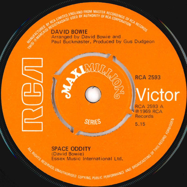 David Bowie : Space Oddity / Changes / Velvet Goldmine (7", Maxi)