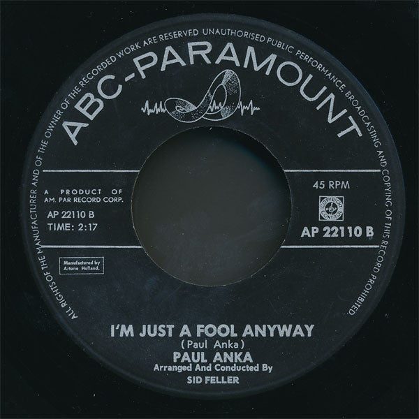 Paul Anka : Tonight - My Love - Tonight (7")