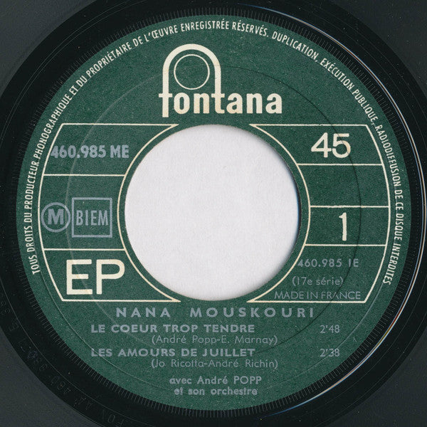 Nana Mouskouri : Le Cœur Trop Tendre (7", EP)