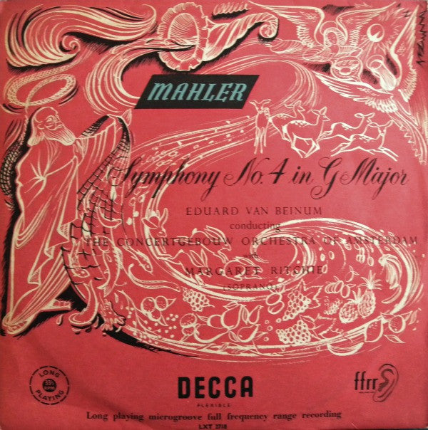 Mahler* - Eduard Van Beinum Conducting The Concertgebouw Orchestra Of Amsterdam* With Margaret Ritchie : Symphony No. 4 In G Major (LP, Mono)