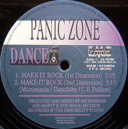 Panic Zone : Make It Rock (12")