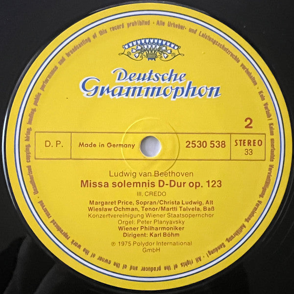 Ludwig Van Beethoven - Wiener Staatsopernchor, Wiener Philharmoniker, Karl Böhm : Missa Solemnis Op.123 For 4 Solo Voices, Chorus, Orchestra And Organ (2xLP)