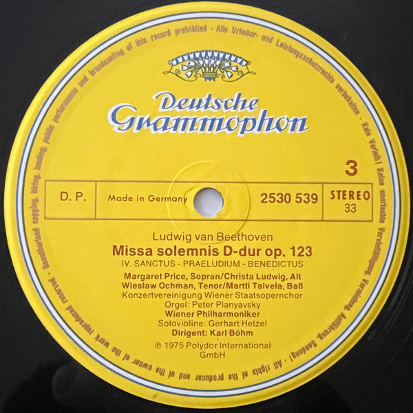 Ludwig Van Beethoven - Wiener Staatsopernchor, Wiener Philharmoniker, Karl Böhm : Missa Solemnis Op.123 For 4 Solo Voices, Chorus, Orchestra And Organ (2xLP)