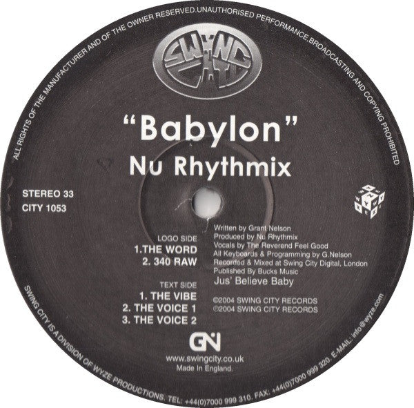 Nu Rhythmix : Babylon (12")