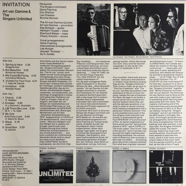 Art Van Damme & The Singers Unlimited : Invitation (LP, Album)