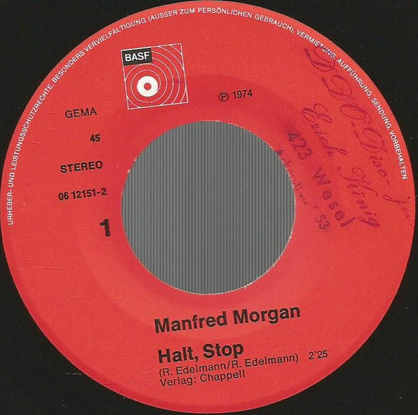 Manfred Morgan : Halt, Stop! / Ich Sah Die Liebe (7", Single)