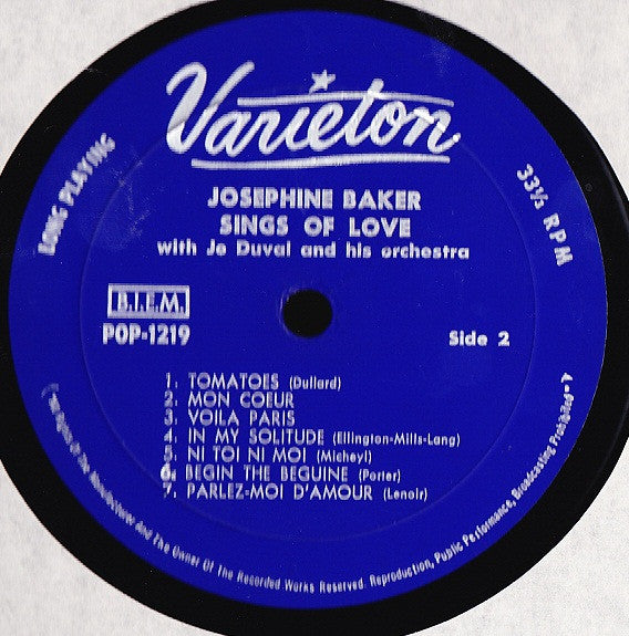 Josephine Baker Mit Jo Duval Et Son Orchestre : Josephine Baker Singt Von Liebe (LP, Album)