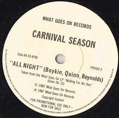 Carnival Season : Misguided Promise/All Night (7", Promo)