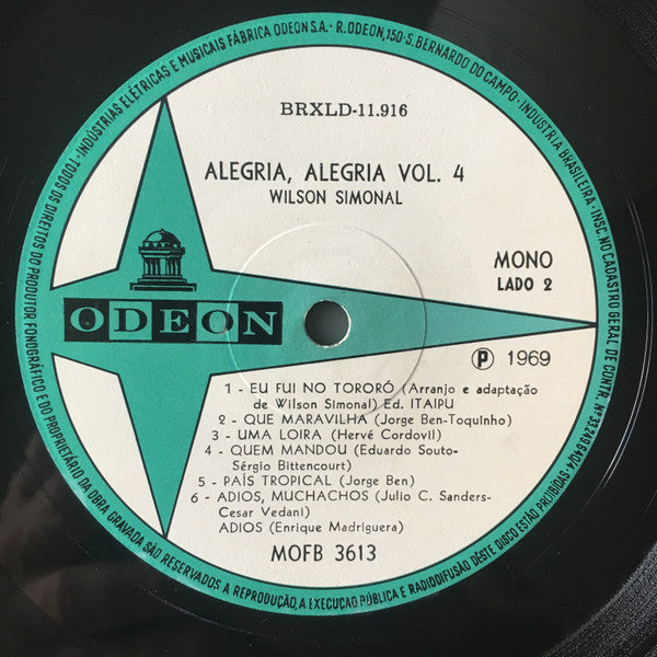 Wilson Simonal : Alegria! Alegria! Vol. 4 (LP, Album, Mono)