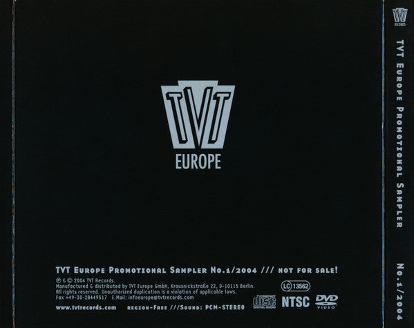 Various : TVT Europe Promotional Sampler No. 1/2004 (CD + DVD-V, NTSC + Comp, Promo)