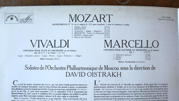 Vivaldi*, Marcello*, Mozart*, David Oistrach : Virtuoses Kammerkonzert (LP)