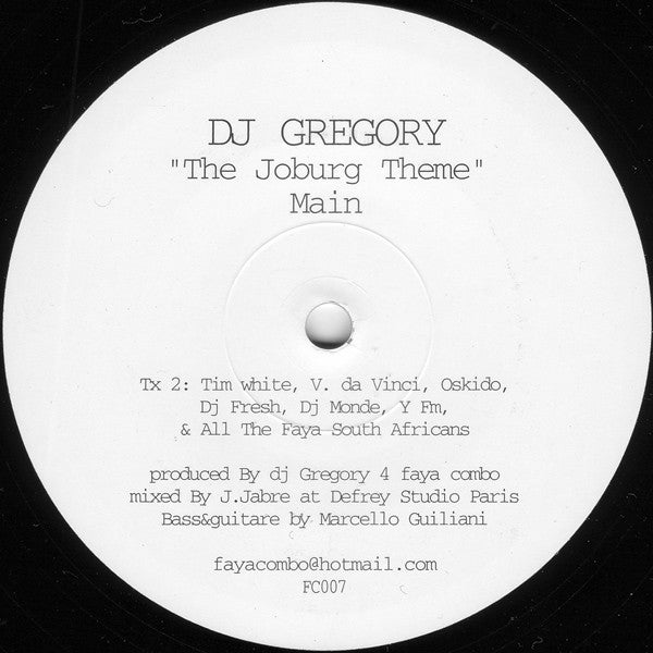 DJ Gregory : The Joburg Theme (12")
