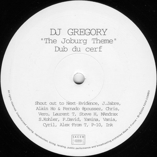 DJ Gregory : The Joburg Theme (12")
