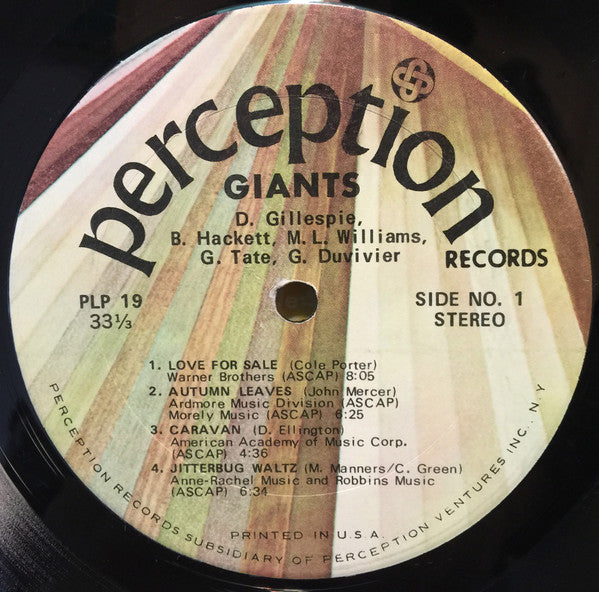 Dizzy Gillespie, Bobby Hackett, Mary Lou Williams, Grady Tate & George Duvivier : Giants (LP, Album)