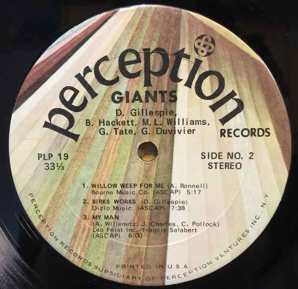 Dizzy Gillespie, Bobby Hackett, Mary Lou Williams, Grady Tate & George Duvivier : Giants (LP, Album)