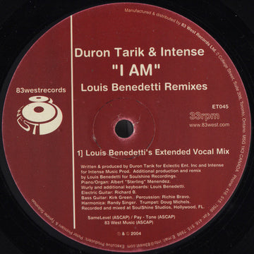 Duron Tarik & Intense (2) : I Am (Louis Benedetti Remixes) (12")