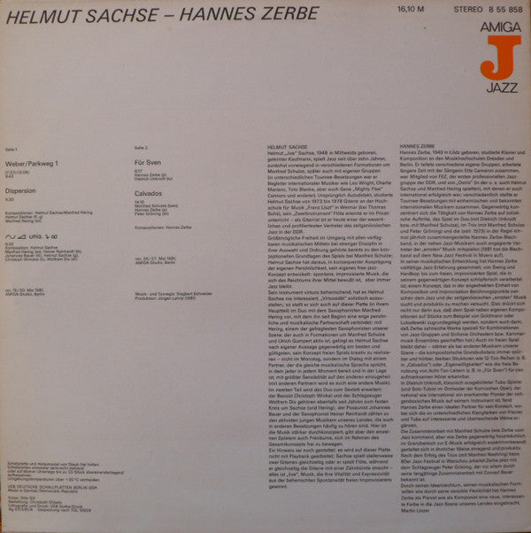 Joe Sachse – Hannes Zerbe : Helmut Sachse – Hannes Zerbe (LP, Album)