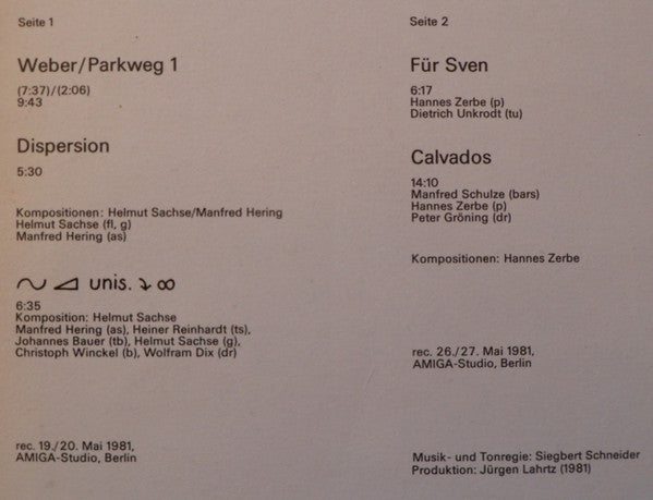 Joe Sachse – Hannes Zerbe : Helmut Sachse – Hannes Zerbe (LP, Album)