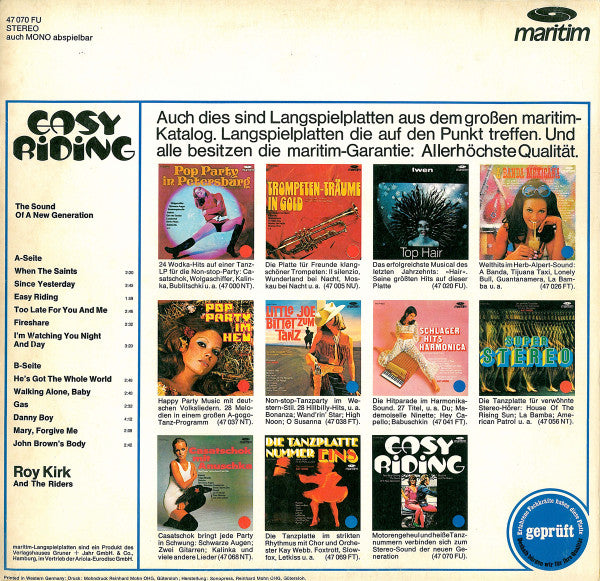 Roy Kirk And The Riders : Easy Riding (LP, Album)