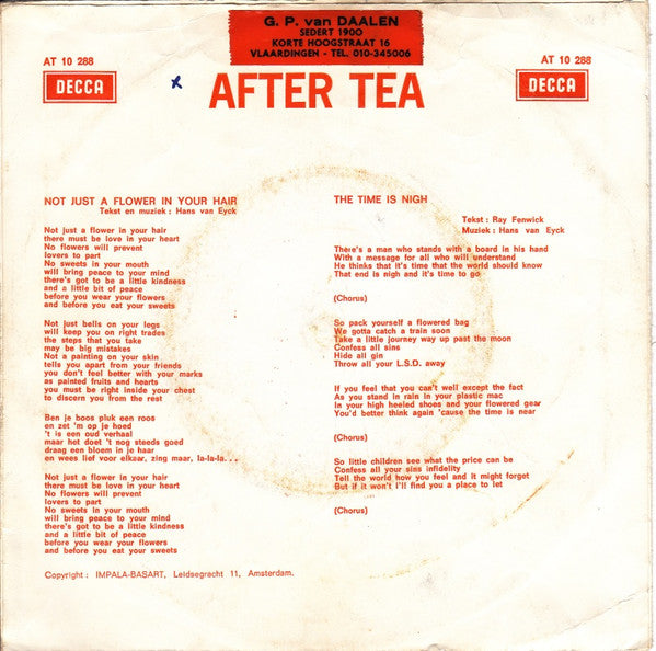 After Tea : Not Just A Flower In Your Hair / The Time Is Nigh (7", Single, Mono)