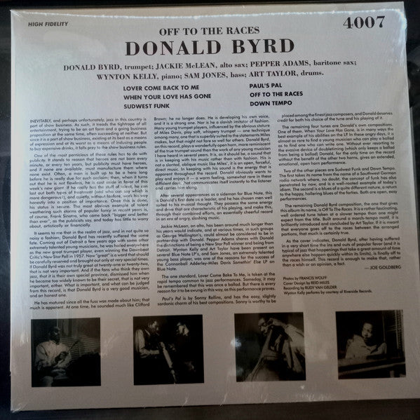 Donald Byrd : Off To The Races (LP, Album, Mono, Ltd, RE, RM, Unofficial, 180)