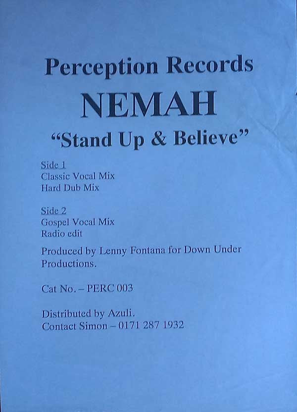 Nemah : Stand Up And Believe (12", TP)