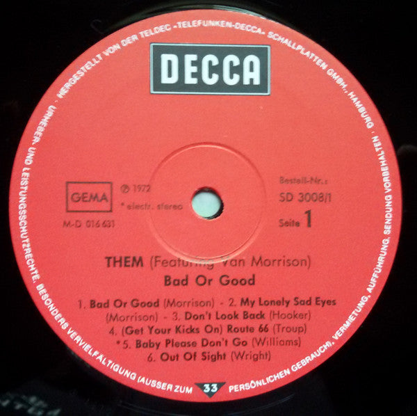 Them (3) Featuring Van Morrison : Bad Or Good (2xLP, Comp, Gat)