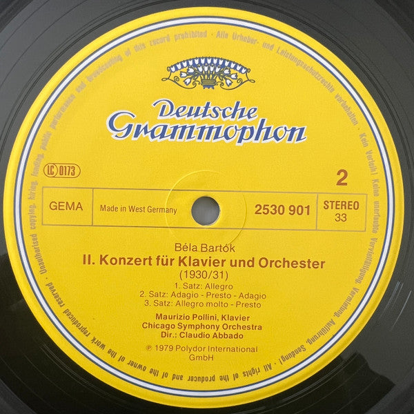 Béla Bartók - Chicago Symphony Orchestra, Maurizio Pollini • Claudio Abbado : Klavierkonzerte = Piano Concertos 1 + 2 (LP, Album, Pri)