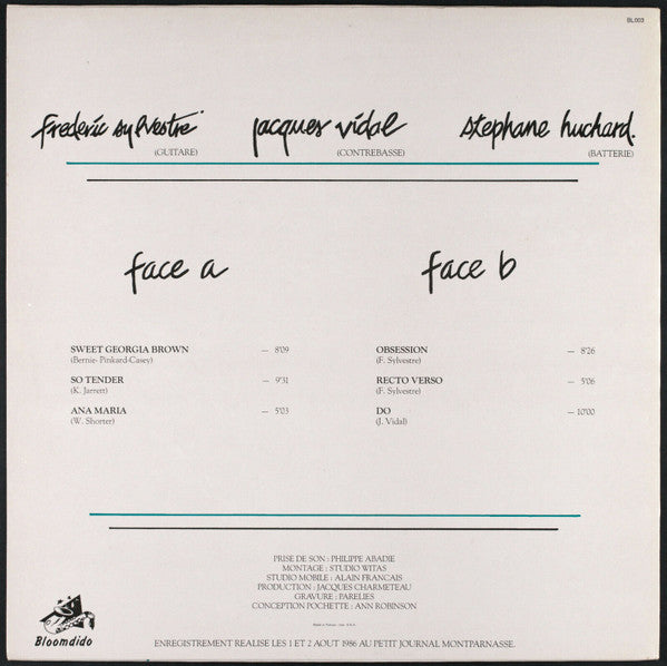 Frédéric Sylvestre, Jacques Vidal, Stéphane Huchard : Trio Live (LP, Album)