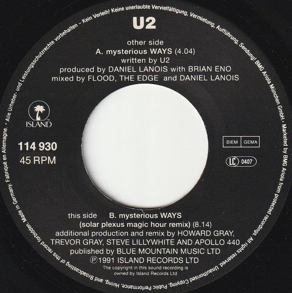 U2 : Mysterious Ways (7", Single)