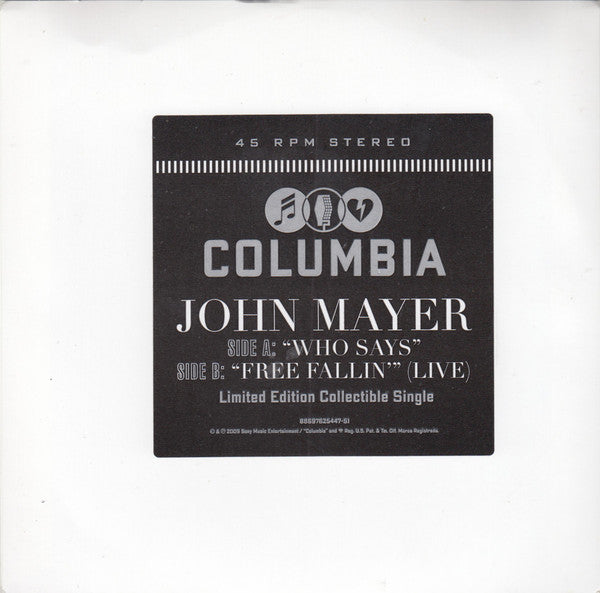 John Mayer : Who Says (7", Single, Ltd, Promo)