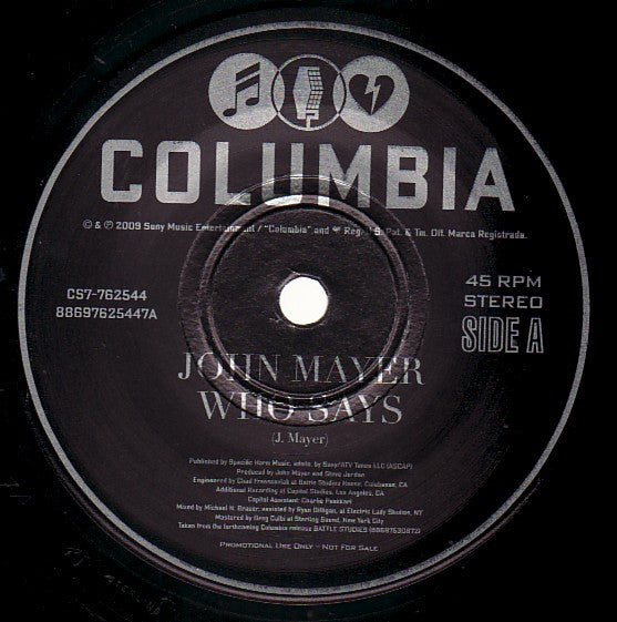 John Mayer : Who Says (7", Single, Ltd, Promo)