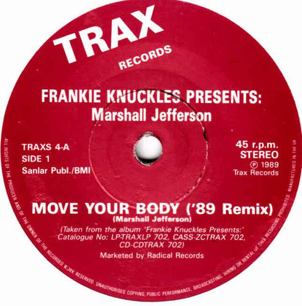 Marshall Jefferson : Move Your Body ('90 Remix) (7")