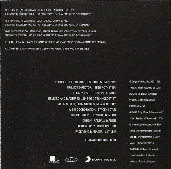 Ahmad Jamal : The Legendary OKEH & Epic Recordings (CD, Comp, RM)