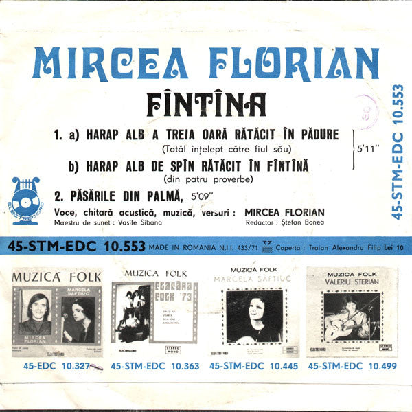 Mircea Florian : Fîntîna (7", Single, Bla)