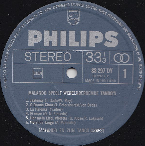 Malando And His Tango Orchestra : Malando Speelt Wereldberoemde Tango's (LP, Comp)