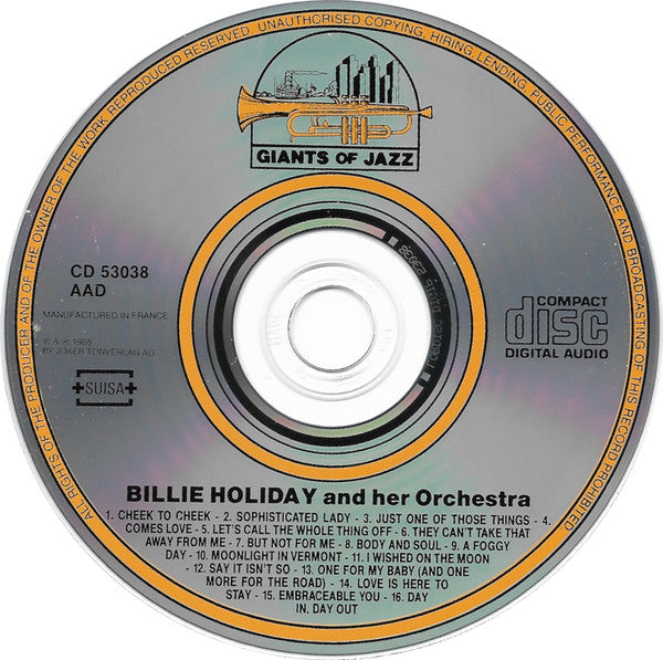 Billie Holiday And Her Orchestra : Billie Holiday And Her Orchestra (CD, Comp)