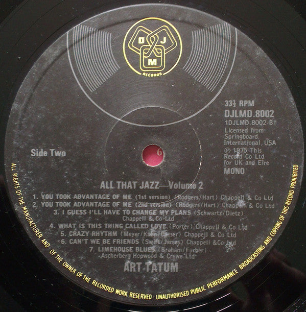 Art Tatum : All That Jazz Vol 2 (2xLP, Comp)