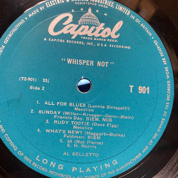 The Al Belletto Sextet : Whisper Not (LP, Album)