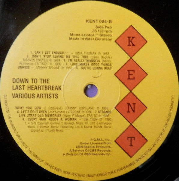 Various : Down To The Last Heartbreak (LP, Comp)