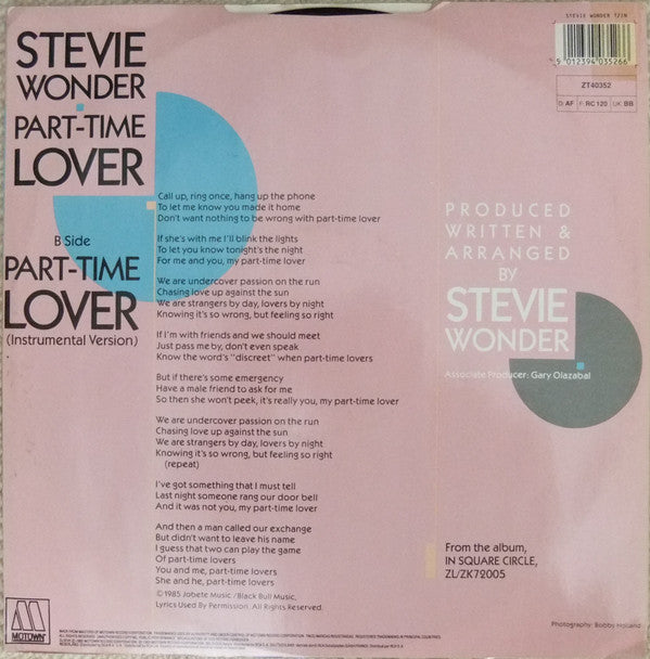 Stevie Wonder : Part-Time Lover (12", Single)